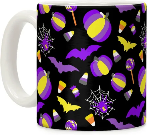 Miniatura 147 de LookHUMAN Taza de Café de Halloween – Halloween Is Meowgical Tazas, Taza de Café Espeluznante Idea de Regalos de Taza, 15 Onzas 10-Blanco
