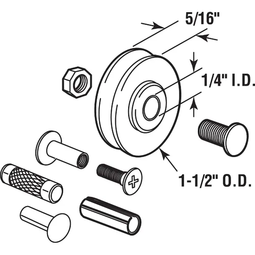 Miniatura 3 de Prime-Line D 1799 Kit de reemplazo de rodillos para puerta de patio, 1-1/2 pulgadas, paquete de 2