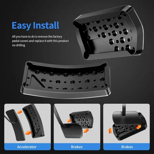 Miniatura 8 de Funda de pedal de aleación de aluminio para Jeep Grand Cherokee 2011-2024 2025 Dodge Durango 2011-2024 2025 Sin perforación Fundas de pedal de freno