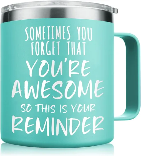 Miniatura 13 de NOWWISH Regalos Inspiradores para Hombres y Mujeres, Taza de Café "Sometimes You Forget You're Awesome", Regalos de Agradecimiento, Regalos Negro