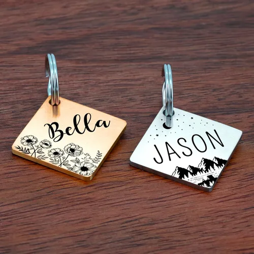 Miniatura 2 de Ultra Joys - Etiquetas de identificación de mascotas de acero inoxidable - Grabado personalizado en la parte delantera y trasera, etiquetas