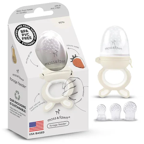 Miniatura 10 de Moss and Fawn Alimentador de Exploración – Paleta de leche materna congelada de silicona calmante y juguete de dentición de alimentos para bebés