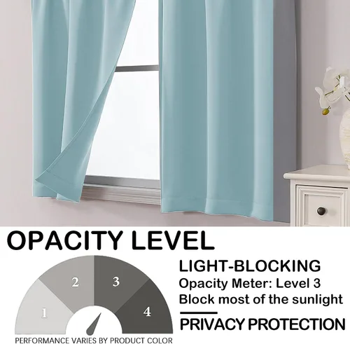 Miniatura 6 de OVZME Cortinas opacas turquesa para tratamiento de ventanas pequeñas, cortinas cortas con bloqueo de luz para ventana de cocina sobre el fregadero