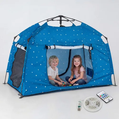 Miniatura 12 de Casa de juegos para niños fácil de instalar con bonita tira de luces LED y 3 aberturas grandes, carpa de juego portátil para niños y habitación