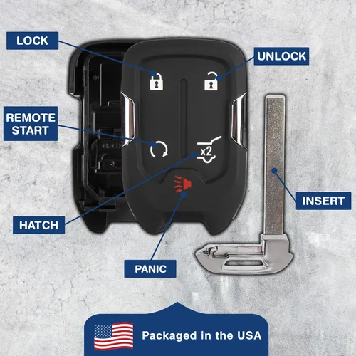 Miniatura 6 de KeylessOption Funda para llavero de repuesto para Chevrolet Chevy Silverado Suburban Tahoe GMC Yukon 2015, 2016, 2017, 2018, 2019, 2020, 2021, One