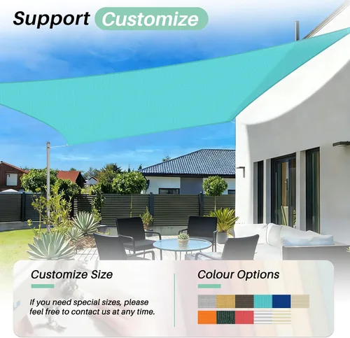 Miniatura 7 de SunnyRoyal Toldo tipo vela rectangular de 8 x 8 pies, para dar sombra a patios, exteriores, para jardín al aire libre (turquesa)