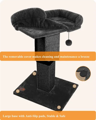Miniatura 5 de Karolpar Rascador de gato de 32 pulgadas para gatos de interior, rascador de sisal para gatos con percha de felpa, poste grande para rascar