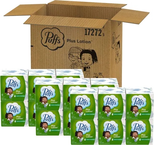 Miniatura 9 de Puffs Plus Loción de pañuelos faciales, 18 cubos, 56 pañuelos por caja