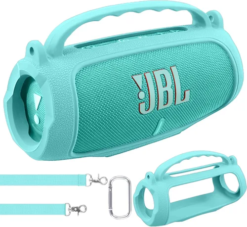 co2CREA Funda de silicona para JBL Charge 5, altavoz Bluetooth portátil impermeable, funda protectora de viaje suave con correa para el hombro,