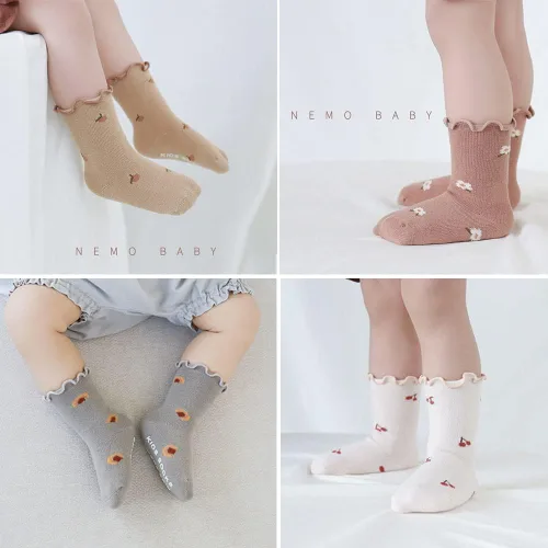 Miniatura 5 de Calcetines con volantes para bebé, niñas pequeñas, con volantes, de malla, color liso, para el verano
