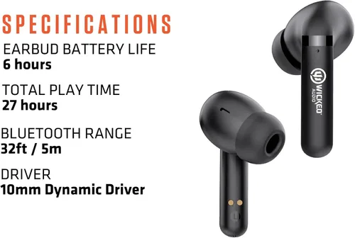 Miniatura 4 de Wicked Audio Auriculares Bluetooth inalámbricos Mojo 500 True Micrófonos de llamada claros Batería de larga duración Aplicación móvil Modos