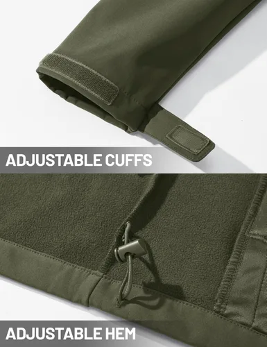 Miniatura 6 de TACVASEN Chaqueta ligera Softshell para hombre, impermeable, ligera, con forro polar, abrigo de invierno con 4 bolsillos cortavientos