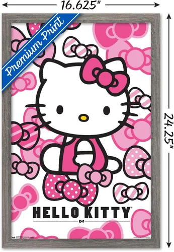 Miniatura 3 de Trends International Hello Kitty - Póster de pared con lazos, 14.725 x 22.375 pulgadas, versión enmarcada de madera de granero