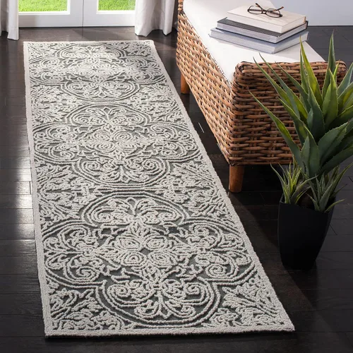 Miniatura 32 de SAFAVIEH Trace Collection - Alfombra decorativa de 2 x 3 pies, color marfil, lana hecha a mano, ideal para zonas de alto tráfico en entrada, sala
