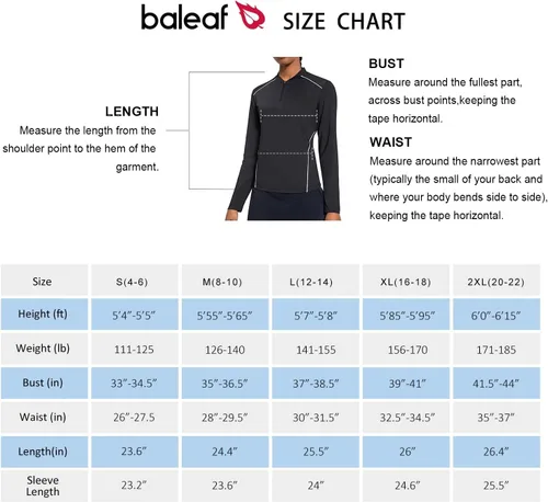 Miniatura 7 de BALEAF Camisetas de manga larga para mujer, tenis y golf, UPF 50+ con cremallera de 14, de secado rápido