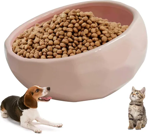 Miniatura 8 de kathson Slanted Ceramic Dog Bowl Tilted 15° Cat Food Water Bowls Dish Animal Pet Comfort Feeding Bowls Heavy Weighted Feeder for Wet or Dry Food