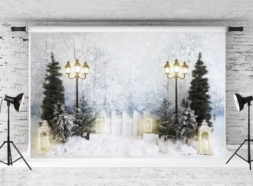 Miniatura 21 de Kate Telón de fondo de fotos de casa de campo de Navidad, fondo de puerta rosa, nieve blanca, árboles de Navidad, fondo de fotos, accesorios de 5