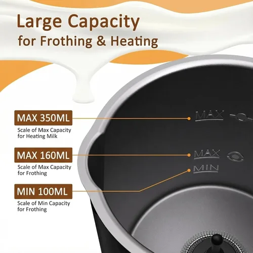 Miniatura 3 de Espumador de leche 4 en 1 para café, vaporizador de leche eléctrico desmontable de 19.6 onzas, máquina automática de espuma fría y caliente
