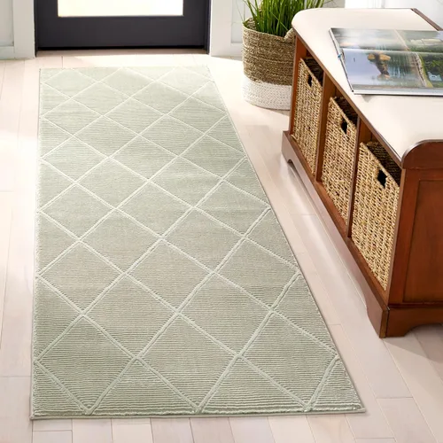 Miniatura 30 de SAFAVIEH Alfombra de área de 8 x 10 pies – Colección Revive – Grande – Gris, patrón de enrejado, no desprende pelusa y fácil limpieza, ideal