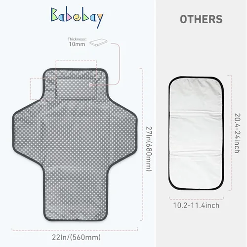 Miniatura 3 de Babebay Cambiador de pañales portátil impermeable, tapete cambiador de viaje plegable para bebé, niña, niño, estación de cambio de viaje ligera