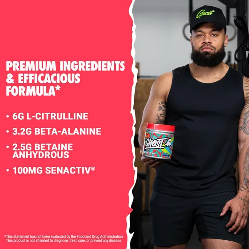 Miniatura 3 de GHOST Legend Polvo Pre-Entrenamiento, Frambuesa Azul - 30 Porciones – Pre-Entrenamiento para Hombres y Mujeres con Colina, L-Citrulina, y Beta
