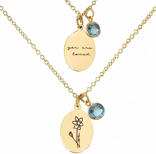 Miniatura 9 de Collar de flores de nacimiento, collar de piedra natal de diciembre, collar con dije para mamá, regalos de cumpleaños, cadena de oro, delicado