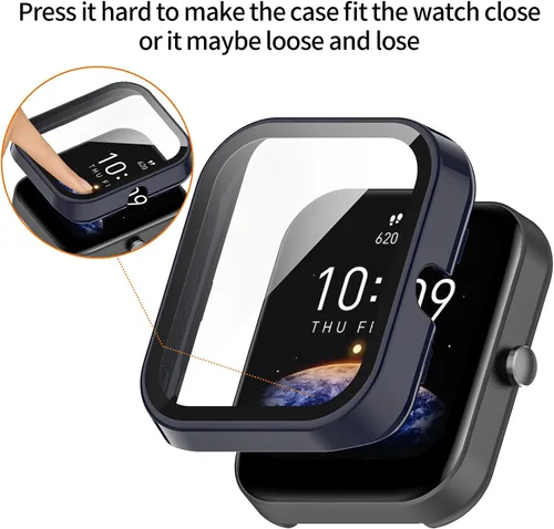 Miniatura 3 de Funda de reloj compatible con Amazfit Bip 3 Pro/Bip 3 Watch, protector de pantalla completa, carcasa rígida de policarbonato duro, carcasa completa