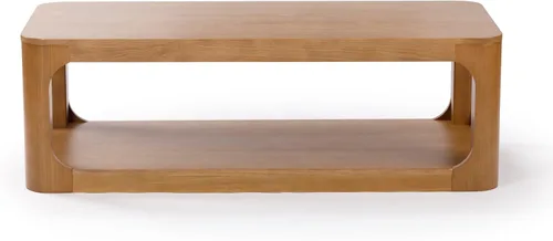 Miniatura 3 de Plank+Beam Forma - Mesa de centro moderna de 54 pulgadas con estante, mesa central contemporánea con espacio de almacenamiento, mesa de té Nuez