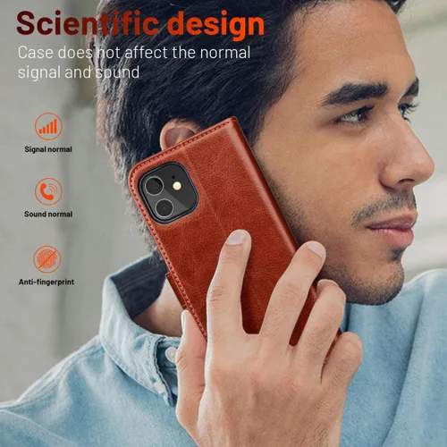 Miniatura 7 de OCASE Compatible con iPhone 12 Case/Compatible con iPhone 12 Pro Wallet Case, Funda Billetera de Piel Sintética con Tapa y Portarjetas con Bloqueo