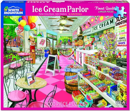 Miniatura 2 de White Mountain Rompecabezas de 1000 piezas de postres y dulces de verano con piezas grandes para adultos y familia de 24 x 30 pulgadas, heladería