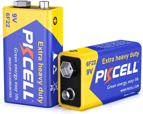 Miniatura 9 de PKCELL Baterías de 9 V, paquete de 10 baterías de 9 voltios de carbono y zinc, batería de 9 V para detector de humo, alarmas, batería cuadrada 6F22