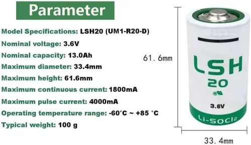 Miniatura 2 de 4 piezas LSH 20 batería para LSH20 D tamaño 3.6V 13000mAh batería de litio primaria