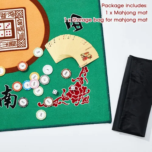 Miniatura 3 de Juexica Tapete Mahjong con bolsa, antideslizante, reducción de ruido, cubierta de mesa de juego de mesa, accesorios de mesa de Mahjong, mantel