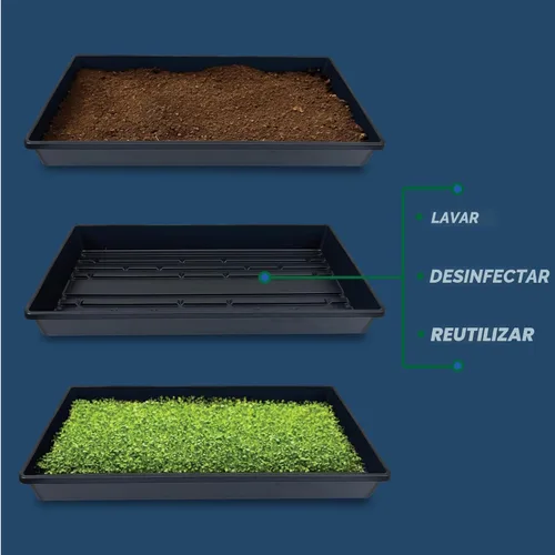 Miniatura 4 de 10 bandejas de cultivo de plantas (sin agujeros de drenaje) – 20 x 10 pulgadas – Bandejas de cultivo perfectas para semillas de jardín