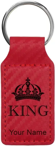 Miniatura 16 de Llavero rectangular, corona de rey, grabado personalizado incluido, Bambú