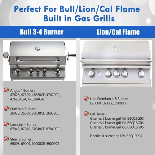 Miniatura 3 de 47628 16631 Domador de llama 16520 Piezas de repuesto para parrilla Bull Grill 47629 Bull Angus Grill Flame Tamer 26038 26039 Outlaw 4 quemadores