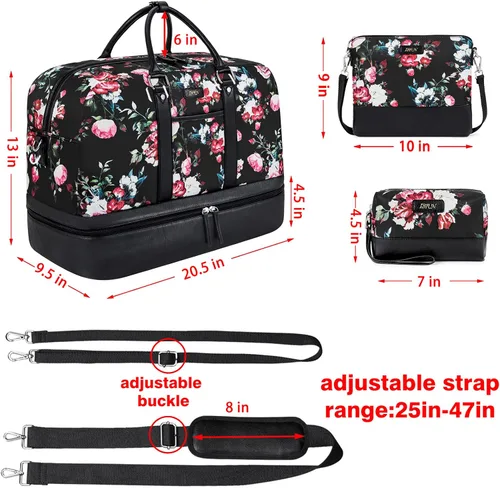 Miniatura 99 de IBFUN Bolsas de fin de semana para mujer, bolsa grande de lona para viaje, bolsa de viaje con compartimento para zapatos, 21 pulgadas, juego de 3