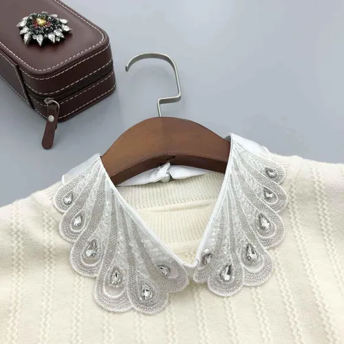 Miniatura 4 de Psivika Paquete de 2 collares de camisa para mujer, cuello falso, desmontable, collar de imitación de Dickey, collar de Peter Pan