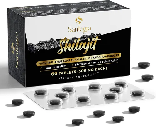 Tabletas Shilajit de 500 mg, comprimidos 100% Shilajit puros para mujeres y hombres, orgánico del Himalaya, ácido fúlvico y más de 85