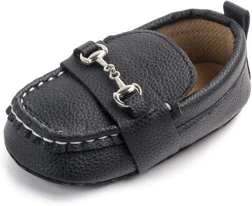 Miniatura 2 de QIETION Mocasines para bebés recién nacidos, para niños y niñas, zapatos de cuna con suela suave, antideslizantes, perfectos para bautizogateoboda