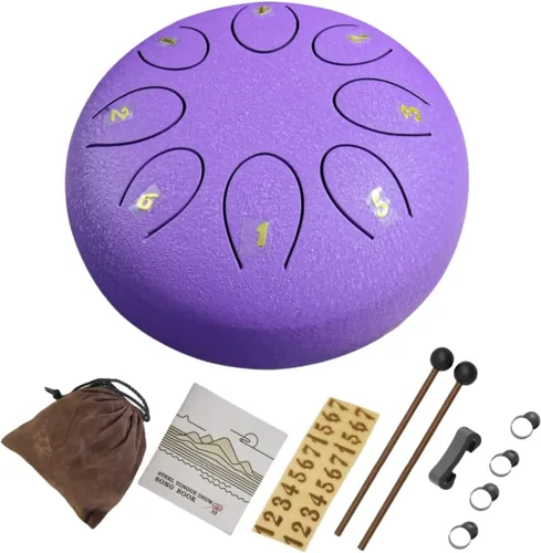 Miniatura 6 de REGIS Tambor metálico de lengüetas, de acero, 6 pulgadas, 8 notas musicales, instrumento de percusión, tambor de lluvia para exteriores, regalo