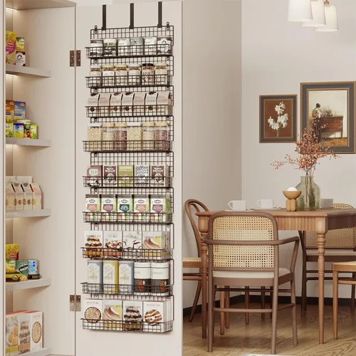 Miniatura 3 de JKsmart Organizador de estantes para especias de 9 niveles con gancho para puerta, montaje en pared y capacidad extra grande para puerta de despensa