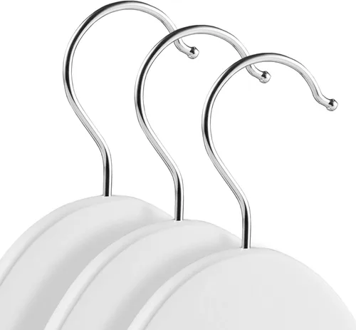 Miniatura 2 de Casafield - 20 perchas de madera blanca para trajes - Madera de loto premium con muescas y gancho giratorio cromado para ropa de vestir, abrigos