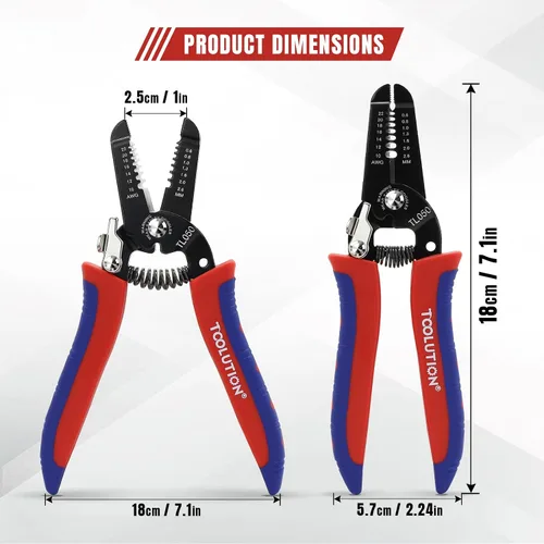 Miniatura 2 de Paquete de 2 pelacables y cortadores pequeños para 10-22 AWG, juego de herramientas de pelado de cables eléctricos de mano con alicates con resorte