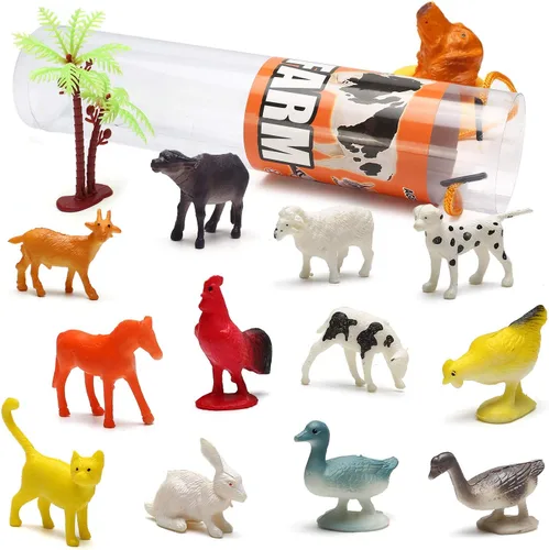 Miniatura 5 de Juguete de animales de 82 piezas, surtido de mini dinosaurio, insecto, océano, granja, selva, animales de la selva, juego de zoológico realista