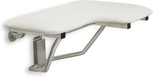 Miniatura 3 de Seachrome Asiento de ducha Lift-Assist, en forma de L, zurdo, ADA, montaje en pared, acolchado blanco naugahyde