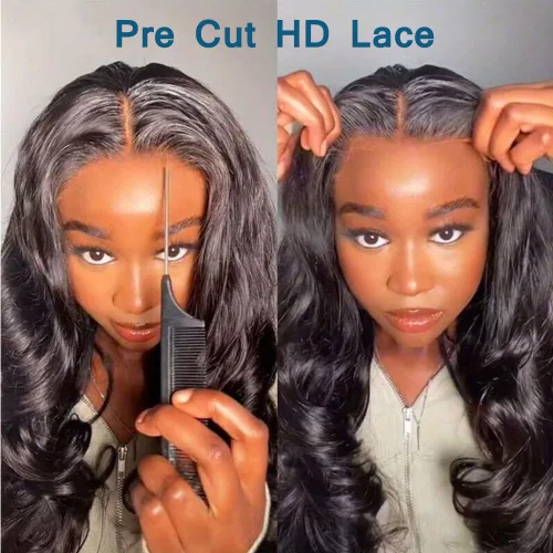 Miniatura 2 de Pelucas de Cabello Humano sin Pegamento Pre Desplumadas Pre Cortadas 6x4 DH Encaje Peluca Fácil de Poner Ondulada sin Pegamento Pelucas de Encaje