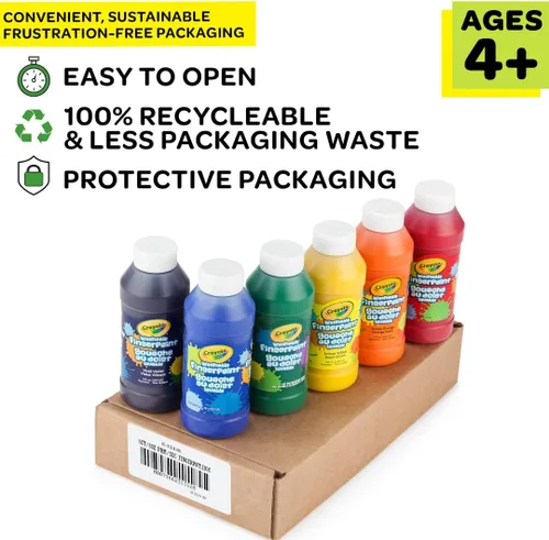 Miniatura 5 de Crayola Pinturas lavables para dedos (6 unidades), suministros de pintura para preescolares y niños pequeños, juego de pintura de dedos para niños