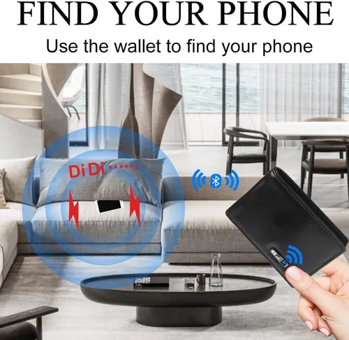 Miniatura 3 de 1 cartera inteligente para hombres, buscador de tarjetas de rastreador GPS, soporte delgado para tarjetas, hombres (203 negro 1)