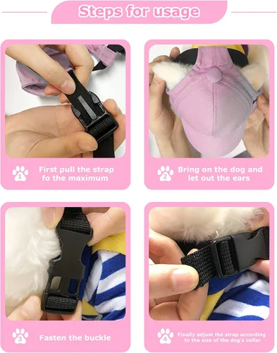 Miniatura 5 de Sombrero para perros pequeños y medianos, sombreros para perros hembras y machos, sombrero ajustable para perro, sombrero de sol para cachorros, Rosa